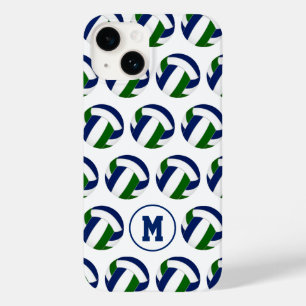 Mädchenblau-grüne Volleyballmuster Case-Mate iPhone 14 Hülle