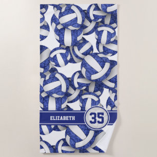 Mädchenblauer Volleyball personalisiert Strandtuch