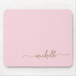 Mädcheneinfacher Rosa- und Goldmonogramm-Name Mousepad