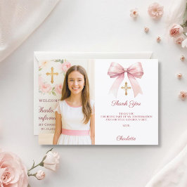 Mädchenfoto rosa Schleife Bestätigung Dankeskarte