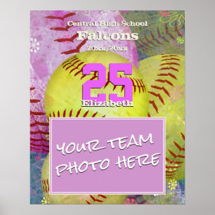 Mädchenfrauen ergänzen Ihr Softball-Foto Poster