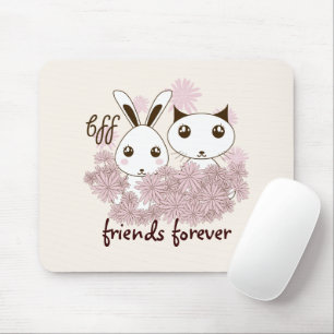 Mädchenfreundschaft BFF Süße Cartoon-Katze und Häs Mousepad