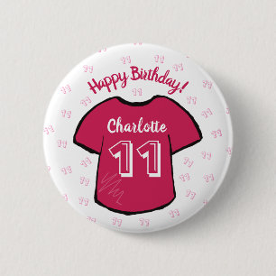 Mädchenfußball/Fußball-Shirt zu jedem Geburtstag Button