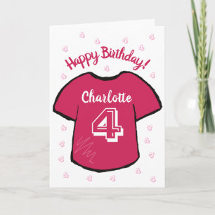 Mädchenfußball/Fußball-Shirt zum 4. Geburtstag Karte