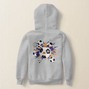 Mädchenfußball mit blauen orangefarbenen Sternen Hoodie