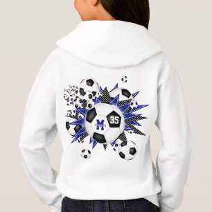 Mädchenfußball mit blauen schwarzen Sternen Hoodie