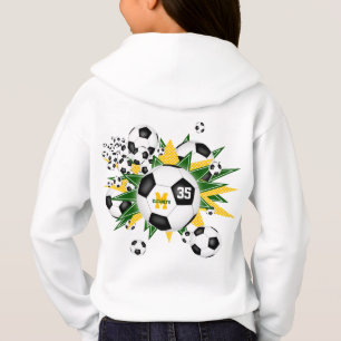 Mädchenfußball mit grünen goldenen Sternen Hoodie