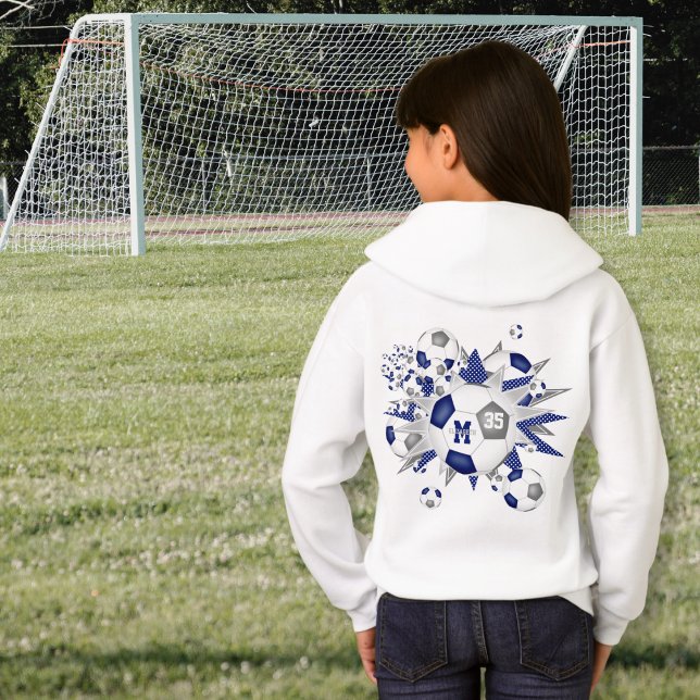 Mädchenfußballstars blau personalisiert hoodie (Von Creator hochgeladen)