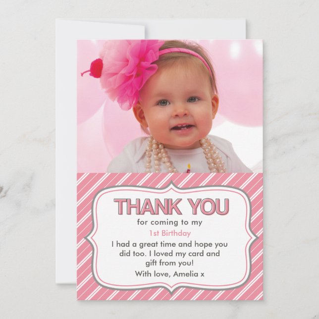 Mädchengeburtstag danken Ihnen zu kardieren Einladung (Vorderseite)