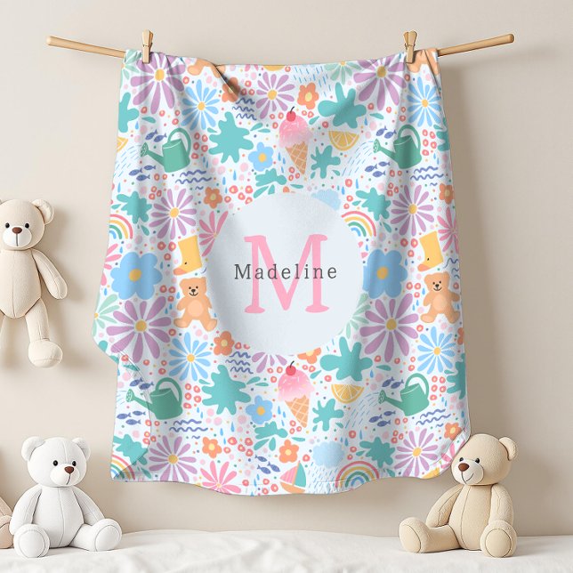 Mädchenhaft cooler Sommer-Splash-Blumen-Regenbogen Fleecedecke (Von Creator hochgeladen)