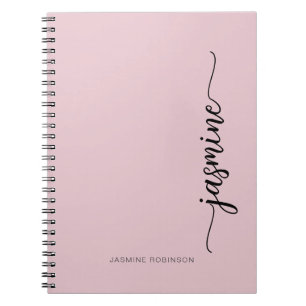 Mädchenhaft errötendes Rosa modernes Schriftmonogr Notizblock
