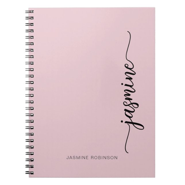Mädchenhaft errötendes Rosa modernes Schriftmonogr Notizblock (Vorderseite)