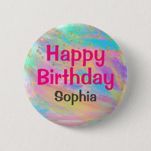 Mädchenhaft Farbige Happy Birthday Einhorn Gold Gl Button