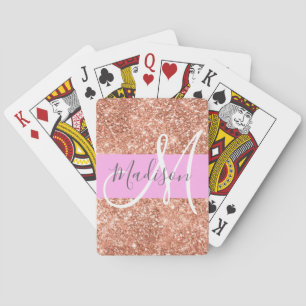 Mädchenhaft Glamour Rosa Pfirsich Gold Glitter Mon Spielkarten