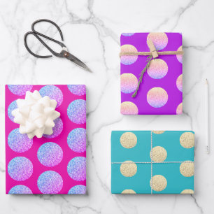 Mädchenhaft glamouröses, heißrosa funkelndes Glitt Geschenkpapier Set