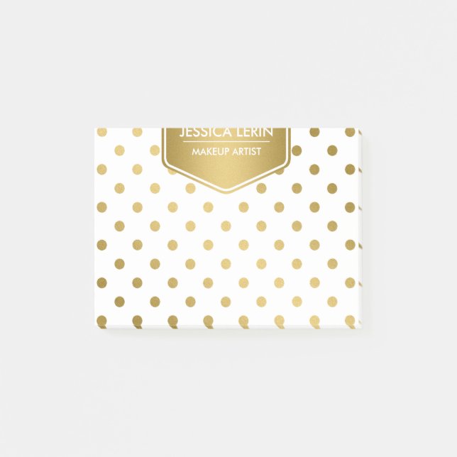 Mädchenhaft glänzendes Gold-Pünktchen-Muster-Monog Post-it Klebezettel (Vorderseite)