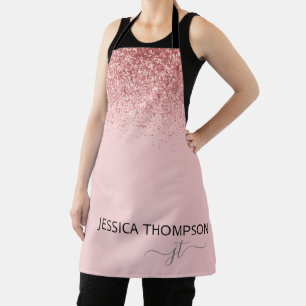 Mädchenhaft Glitter Blush Rosa Einfaches Monogramm Schürze