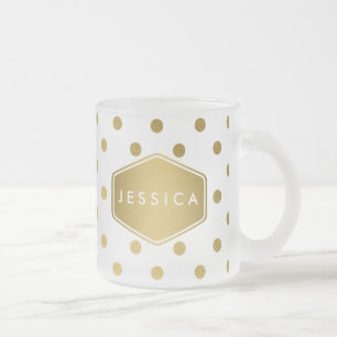 Mädchenhaft Glitter Gold Punkte Muster Monogramm Mattglastasse
