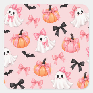 Mädchenhaft gruseliges Halloween-Aesthetic Quadratischer Aufkleber