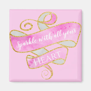 Mädchenhaft hübscher Blush-Pink-Gold-Glitter-Spark Magnet