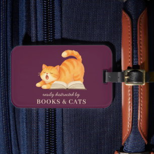 Mädchenhaft Ingwer Buchliebende Katze Lustige Buch Gepäckanhänger