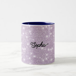 Mädchenhaft Lavendel Glitter Funkeln Geburtstag Zweifarbige Tasse