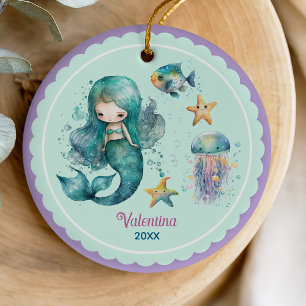 Mädchenhaft lila Ozean Unterwasser Meerjungfrau We Keramik Ornament