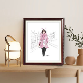 mädchenhaft rosa, bedruckbar, Modekizze, Poster