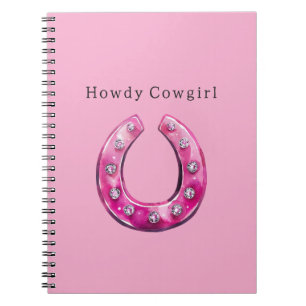 Mädchenhaft Rosa Cowgirl-Unechter Juwel-Hufeisen Notizblock