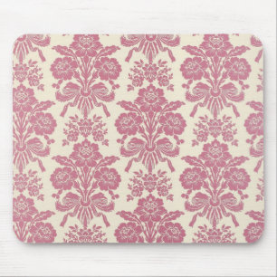 Mädchenhaft Rosa Damast Mousepad
