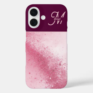 Mädchenhaft rosa feminine abstrakte Marmor-Funkels iPhone 16 Hülle