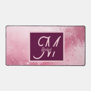 Mädchenhaft rosa feminine abstrakte Marmor-Funkels Schreibtischunterlage