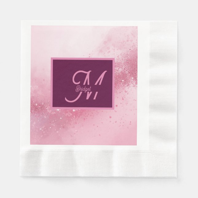 Mädchenhaft rosa feminine abstrakte Marmor-Funkels Serviette (Vorderseite)