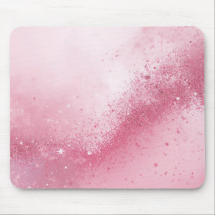 Mädchenhaft Rosa Femininer abstrakter Glitzerstaub Mousepad