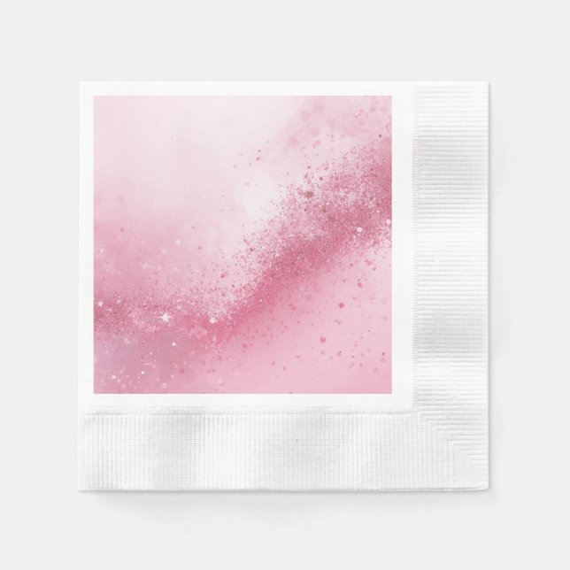 Mädchenhaft Rosa Femininer abstrakter Glitzerstaub Serviette (Vorderseite)