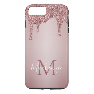 Mädchenhaft Rosa Glitter Tropfen Monogramm Case-Mate iPhone Hülle