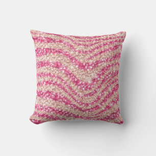 Mädchenhaft rosa Glitter-Zebra-Muster Kissen