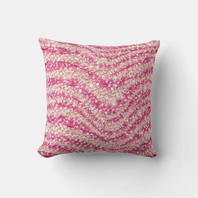 Mädchenhaft rosa Glitter-Zebra-Muster             Kissen (Vorderseite)