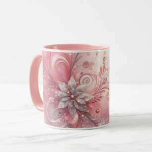 Mädchenhaft Rosa Glitzer Blumen Funkeln Tasse