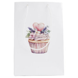 Mädchenhaft rosa lila Herz Blumen Cupcake Geburtst Mittlere Geschenktüte