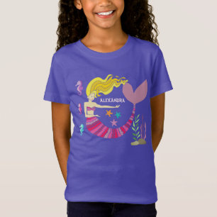 Mädchenhaft rosa lila Meerjungfrau unter dem Meer  T-Shirt
