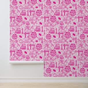 mädchenhaft rosa moderner Architectural Blueprint  Tapete