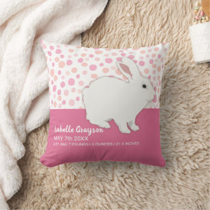 Mädchenhaft Rosa Pink Punkte Hase Erinnerungsstück Kissen