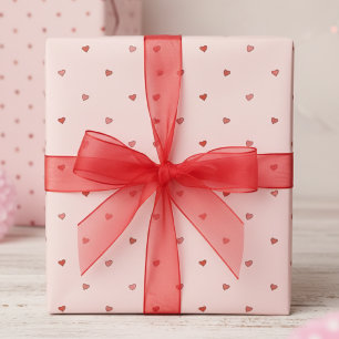 Mädchenhaft Rosa Rote Herzen Rosafarbenes Erröten Geschenkpapier