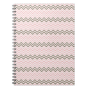 Mädchenhaft Rosa und Brauner Chevron Notizblock