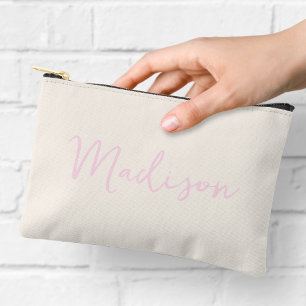 Mädchenhaft Rosa und Creme Name Zubehörtasche