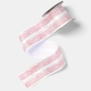 Mädchenhaft Rosa Weiße Falsche Glitter Streifen Satinband