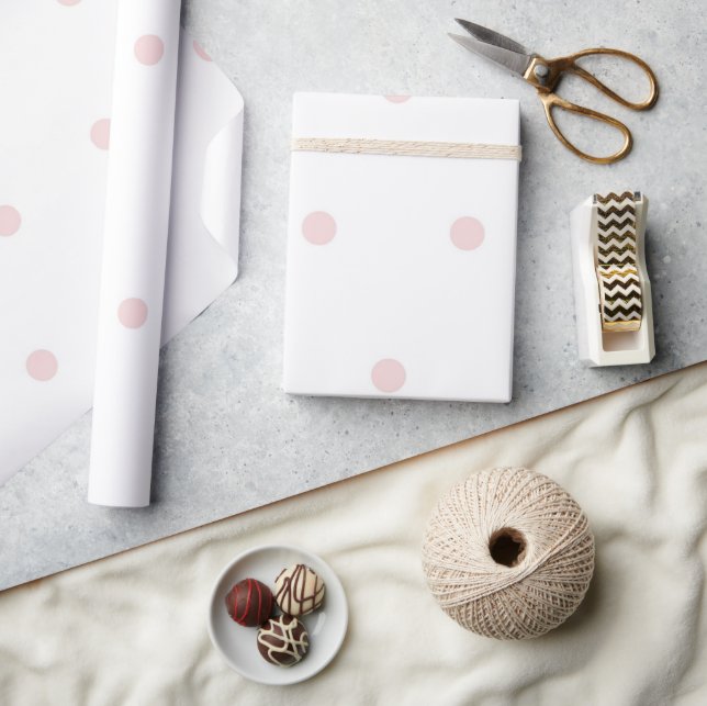 Mädchenhaft Rosa & Weiße Punkte Muster Geschenkpapier (Kunsthandwerk)