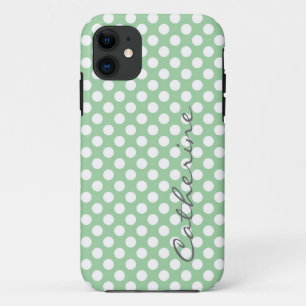 Mädchenhaft, trendy hellgrüne Punkte individuell Case-Mate iPhone Hülle