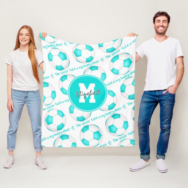 mädchenhaft türkis Das Fußballfeld ist mein glückl Fleecedecke (Beispiel)